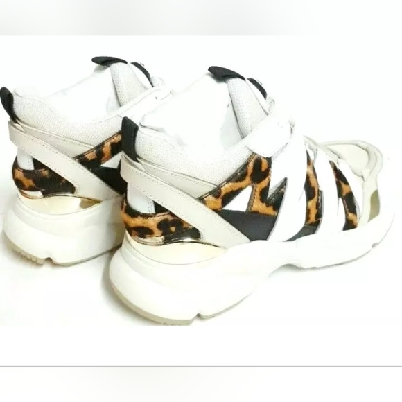 Michael Kors Women's Mixed Media Trainer Sneaker Size 9.5M Ecru Leopard NIB - Picture 6 of 12